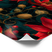 Poster Dark Red Christmas Floral Pattern (Coin)