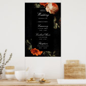 Poster Dark Romantic Floral Masters Mariage Bienvenue (Cuisine)