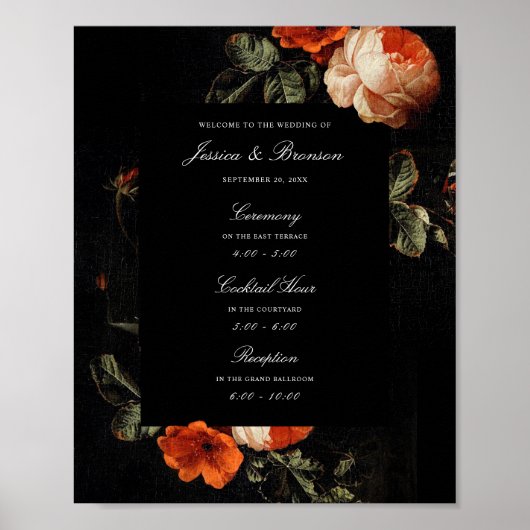 Poster Dark Romantic Floral Masters Mariage Bienvenue (Devant)