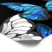 Poster Dark Seamless Pattern with Blue Butterflies Morpho (Coin)