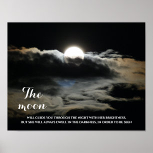 Poster Dark Sky Full Moon Inspirational Quote