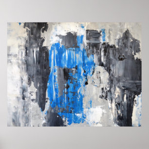 Poster d'art Abstrait bleu et gris