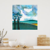 Poster d'art Abstrait de Blue Island/Imprimer 24x2 (Cuisine)