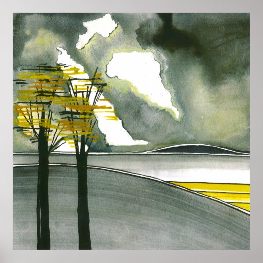 Poster d'art Abstrait de Grey Island/Imprimer 24x2 (Devant)