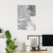 Poster d'art Abstrait de peinture végétale grise (Bureau à domicile)