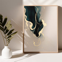 Poster d'art Abstrait doré Foil Gold