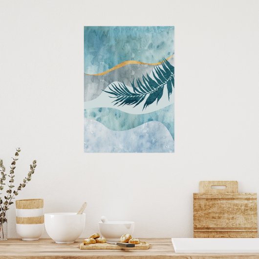 Poster d'art Abstrait en feuille botanique moderne (Cuisine)