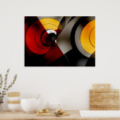 Poster d'art Abstrait Espace lunaire Rouge Jaune (Cuisine)