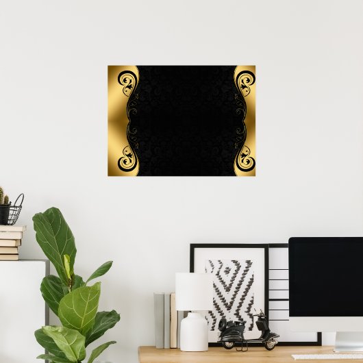 Poster d'art Abstrait Gold Black (Bureau à domicile)