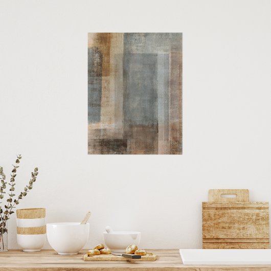 Poster d'art Abstrait gris et beige 'Blended' (Cuisine)