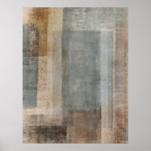 Poster d'art Abstrait gris et beige 'Blended'