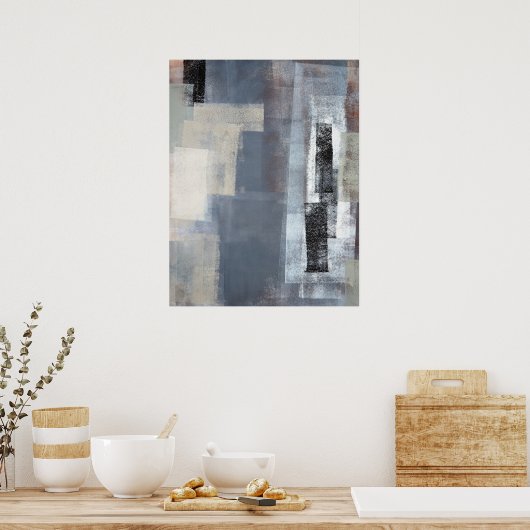 Poster d'art Abstrait gris et beige "bloqué" Impri (Cuisine)