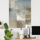 Poster d'art Abstrait gris et beige 'Storm' Imprim (Bureau à domicile)