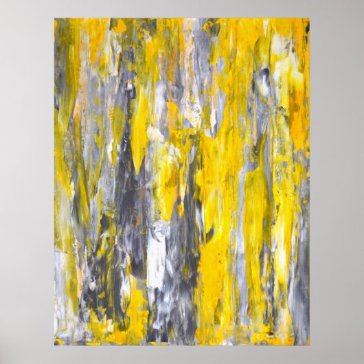 Poster d'art Abstrait gris et jaune (Devant)