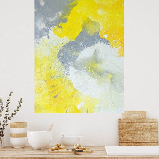 Poster d'art Abstrait gris et jaune (Cuisine)