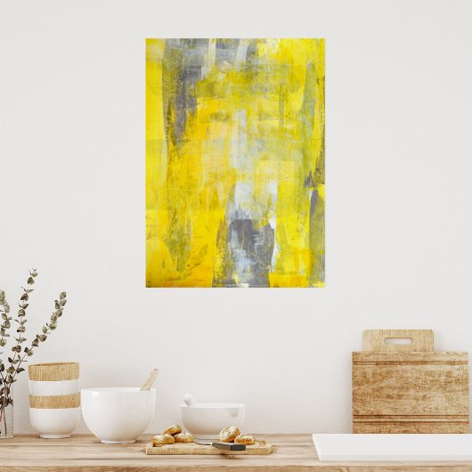 Poster d'art Abstrait gris et jaune (Cuisine)