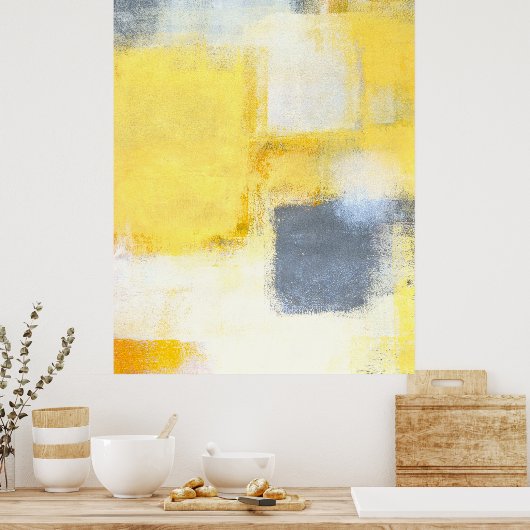 Poster d'art Abstrait gris et jaune 'Busted' Impri (Cuisine)