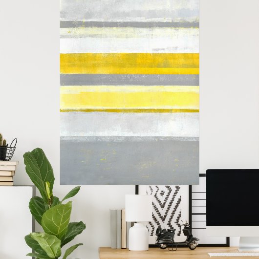 Poster d'art Abstrait gris et jaune "citron" Impri (Bureau à domicile)
