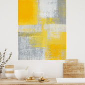 Poster d'art Abstrait gris et jaune 'Cliff' Imprim (Cuisine)