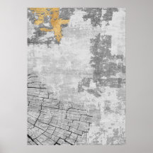 Poster d'art Abstrait moderne Gold & Grey Wall