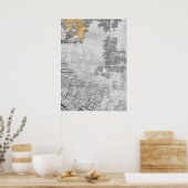 Poster d'art Abstrait moderne Gold & Grey Wall (Cuisine)