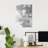 Poster d'art Abstrait Motif gris et blanc (Bureau à domicile)