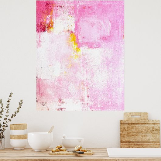 Poster d'art Abstrait rose 'Code sucre' Imprimer (Cuisine)