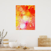 Poster d'art Abstrait rose et orange imprimé (Cuisine)