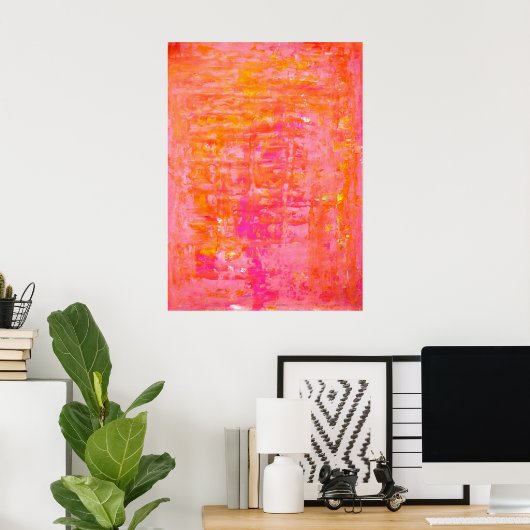 Poster d'art Abstrait rose et orange 'Wiggle' Impr (Bureau à domicile)