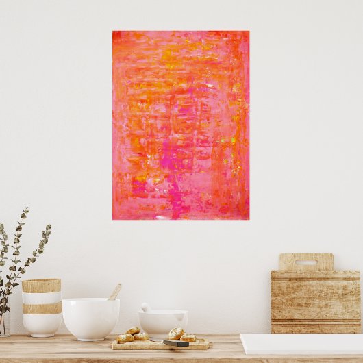 Poster d'art Abstrait rose et orange 'Wiggle' Impr (Cuisine)