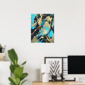 Poster d'art Abstrait Turquoise et Or (Bureau à domicile)
