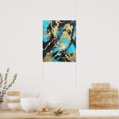 Poster d'art Abstrait Turquoise et Or (Cuisine)