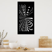 Poster d'art Abstrait Ultra moderne noir blanc gri (Cuisine)