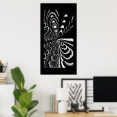 Poster d'art Abstrait Ultra moderne noir blanc gri (Bureau à domicile)
