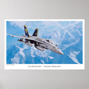 Poster d'art aéronautique "Dragons d'or F/A-18Horn