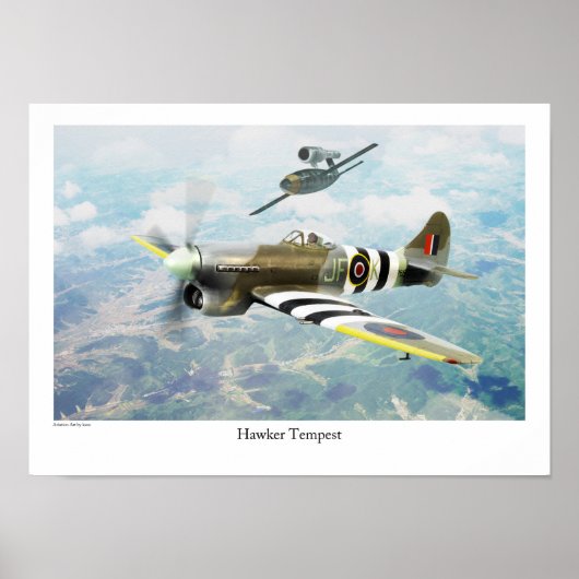 Poster d'art aéronautique "Hawker Tempest" (Devant)