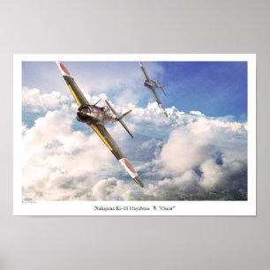 Poster d'art aéronautique " ‪ Ki-43 Hayabusa "Osca