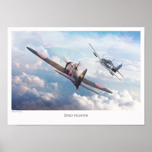 Poster d'art aéronautique "Mitsubishi A6M Zero" (Devant)