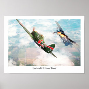 Poster d'art aéronautique "Nakajima Ki-84疾 風 "Fran