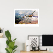 Poster d'art aéronautique "P51-B Mustang" (Bureau à domicile)