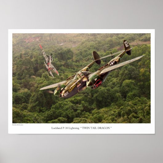 Poster d'art aéronautique "P-38 Lightning" (Devant)