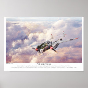 Poster d'art aéronautique "P-38J Lightning"