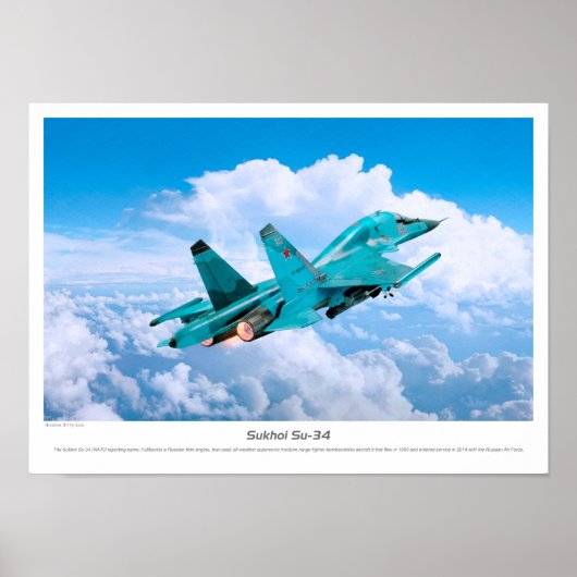 Poster d'art aéronautique "Su-34 Fullback" (Devant)