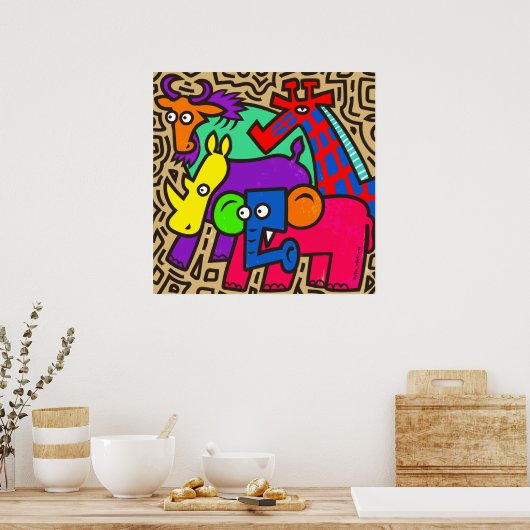 Poster d'Art Africain de la Faune (Cuisine)