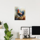 Poster d'art animal de ferme de coq Imprimer Poste (Bureau à domicile)