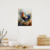 Poster d'art animal de ferme de coq Imprimer Poste (Cuisine)