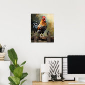Poster d'art animal de ferme de coq Imprimer Poste (Bureau à domicile)