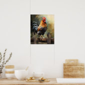 Poster d'art animal de ferme de coq Imprimer Poste (Cuisine)