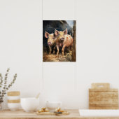 Poster d'art animal de ferme de porc (Cuisine)