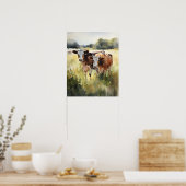 Poster d'art animal de ferme de vache (Cuisine)